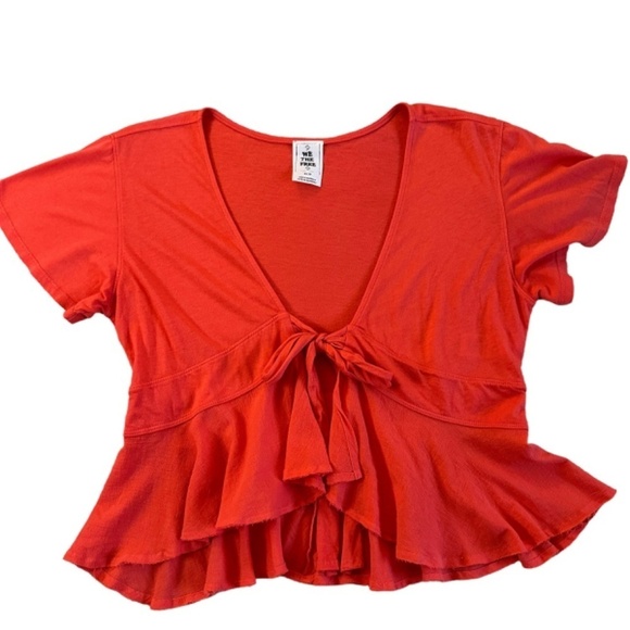 FREE PEOPLE We The Free XS CropTop Knot Me Tie Front Flutter plunge Adjustable - Picture 13 of 16